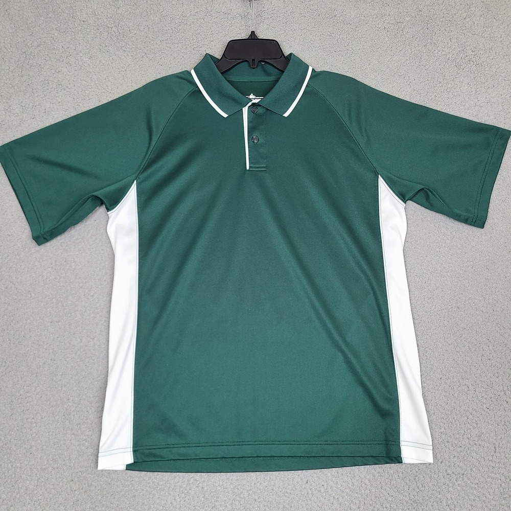 Charles River‎ Sport Polo Men's Shirt Large Pine Green White Short Sleeve